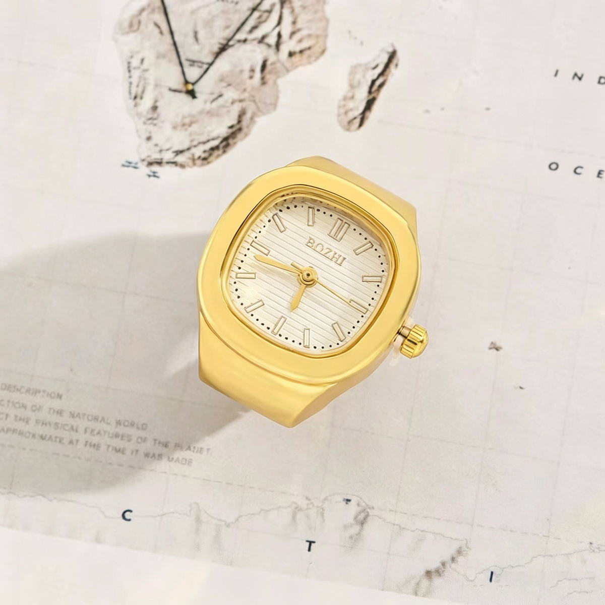 Fashion Novelty Finger Ring Watch Adjustable Square Quartz Watch