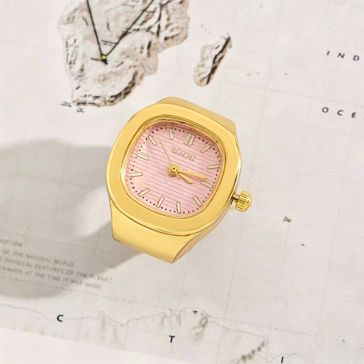 Fashion Novelty Finger Ring Watch Adjustable Square Quartz Watch