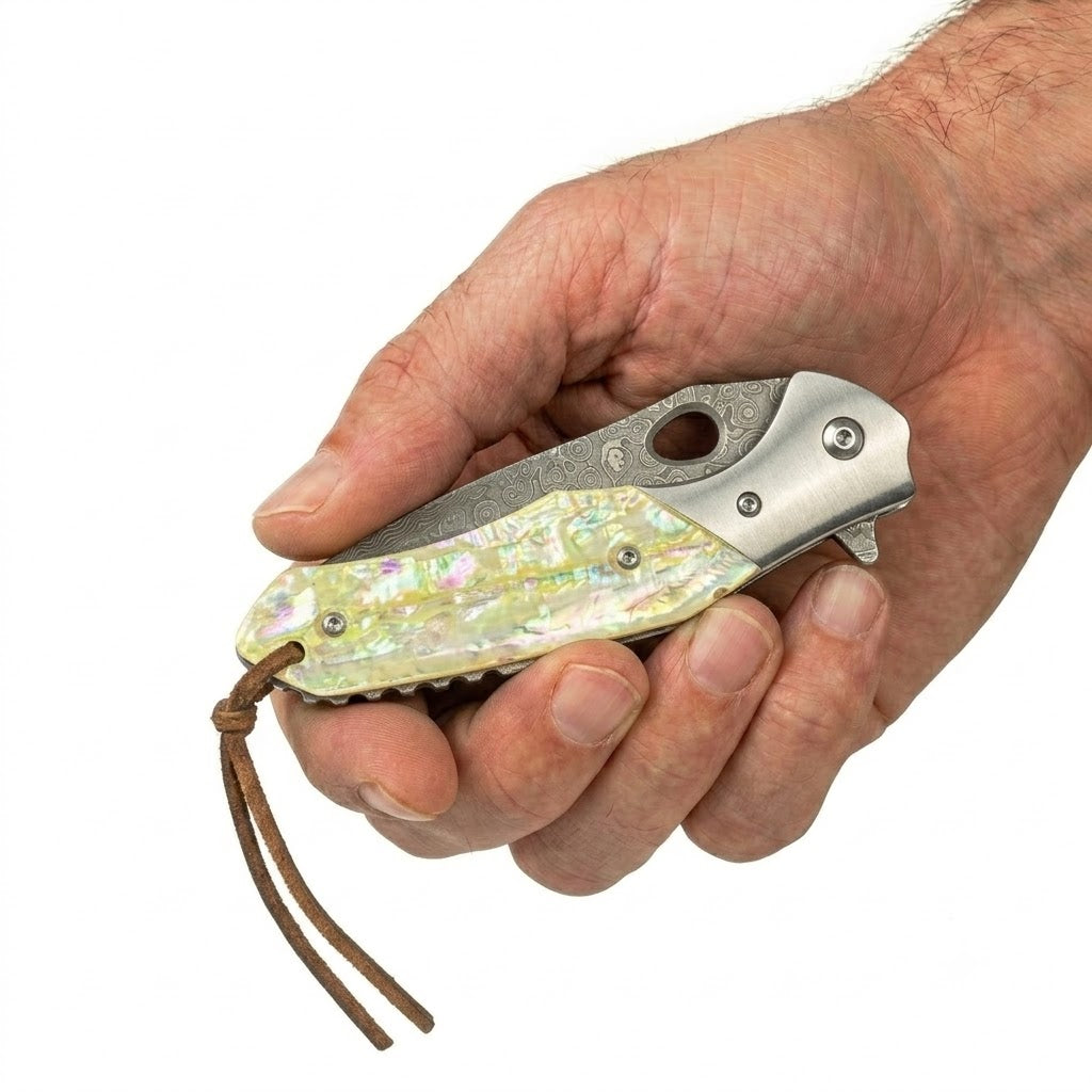 Solid White Color‑Shell Handle Damascus |DJ-43