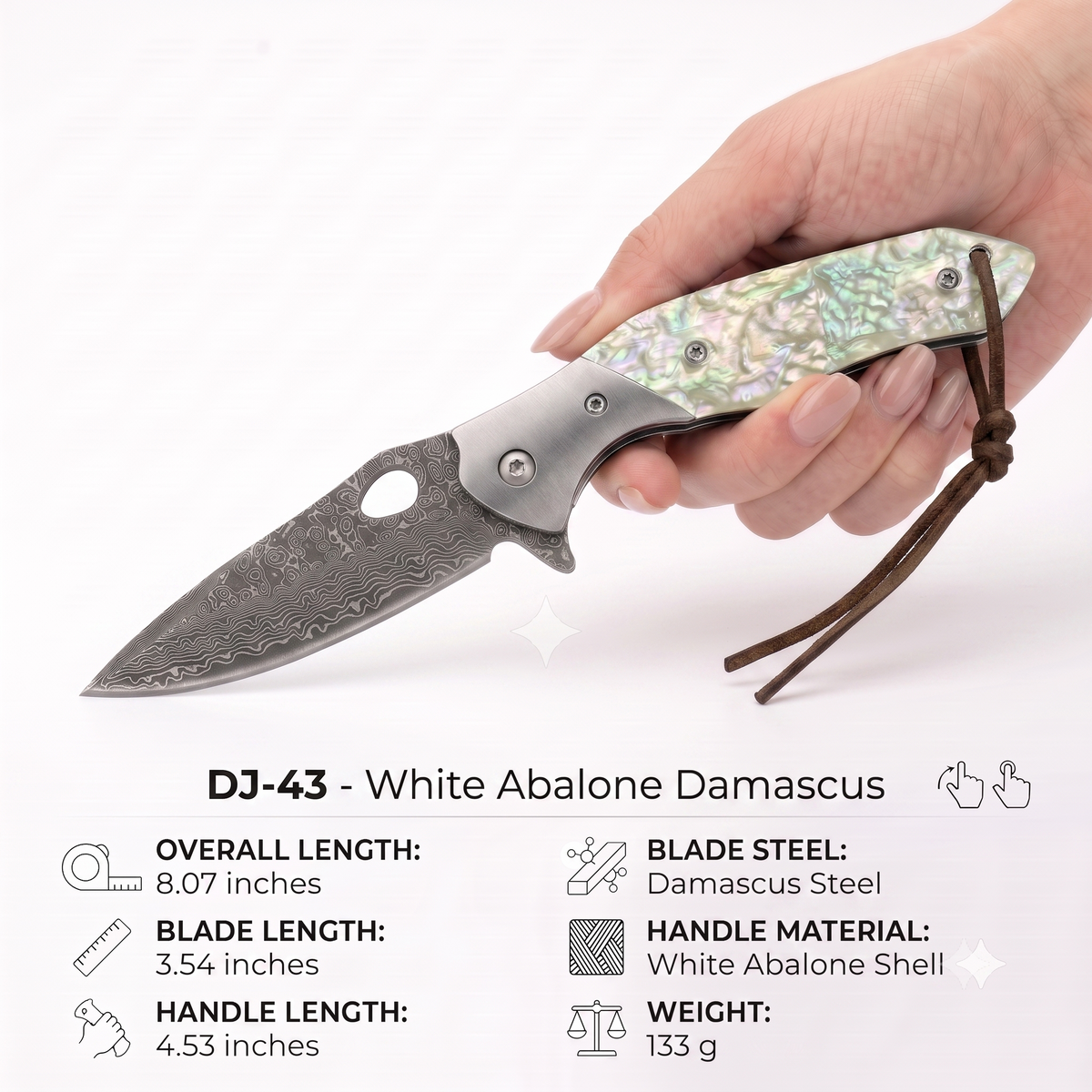 Solid White Color‑Shell Handle Damascus |DJ-43