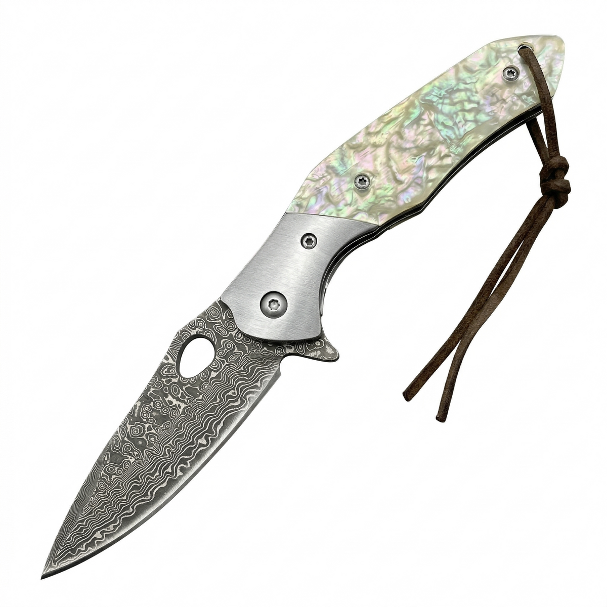Solid White Color‑Shell Handle Damascus |DJ-43