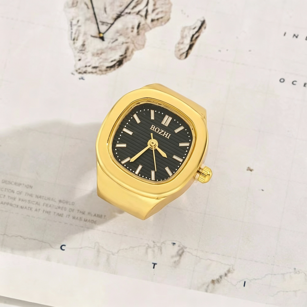 Fashion Novelty Finger Ring Watch Adjustable Square Quartz Watch