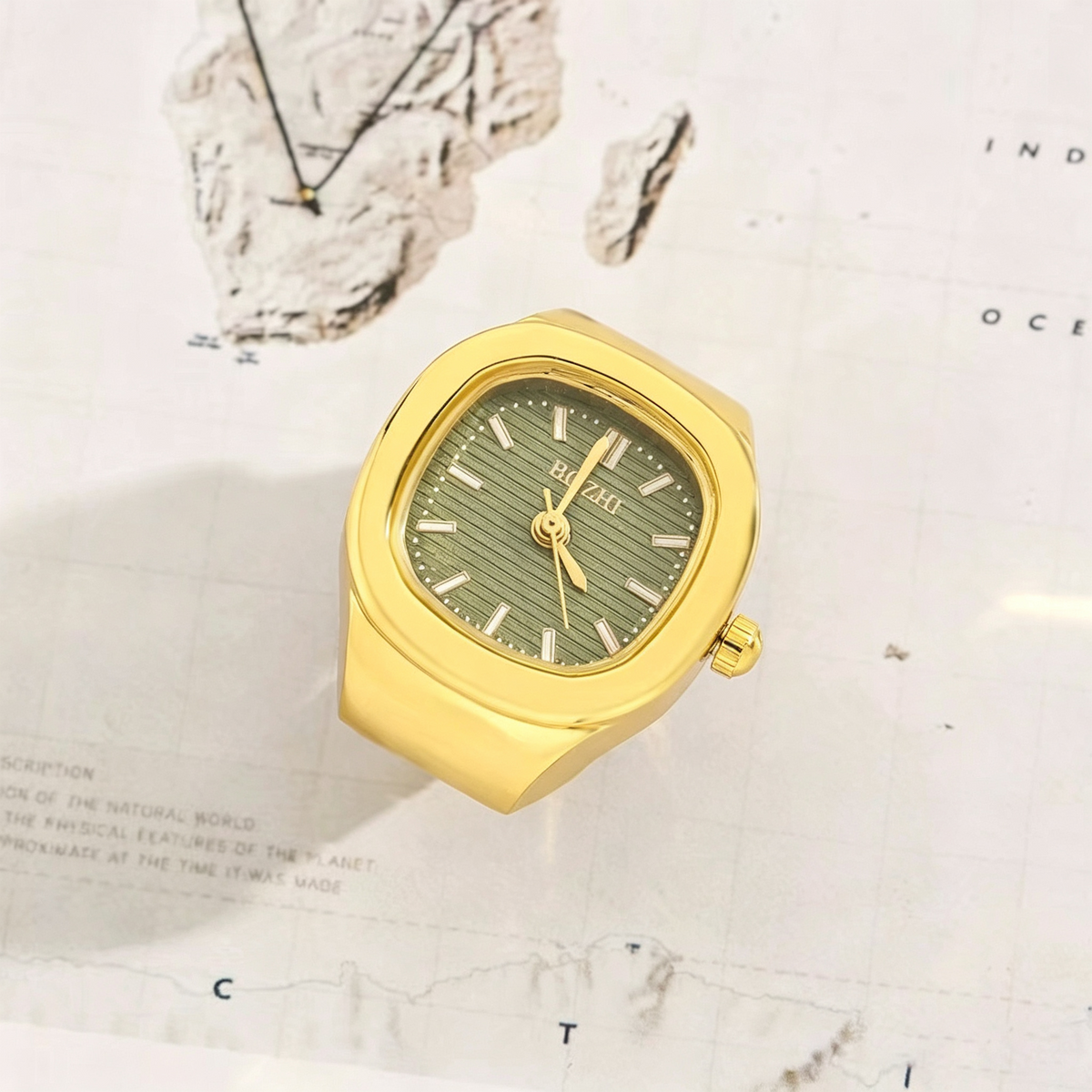 Fashion Novelty Finger Ring Watch Adjustable Square Quartz Watch