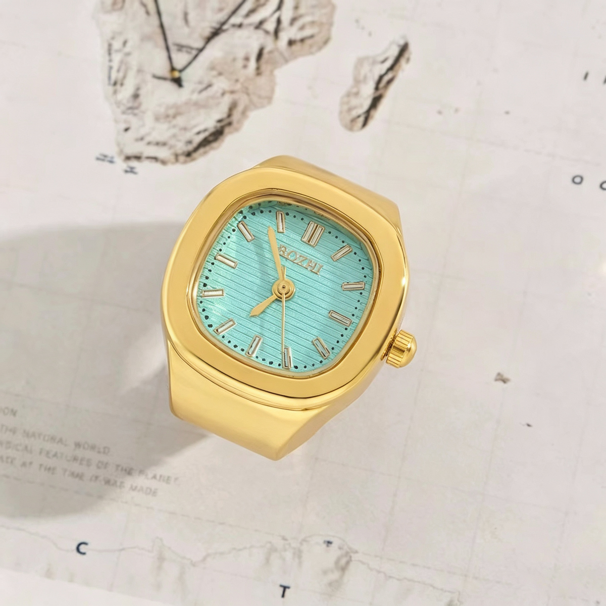 Fashion Novelty Finger Ring Watch Adjustable Square Quartz Watch