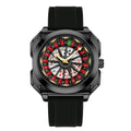Black Square Roulette Poker Dial Men Watch Black Silicone Strap Novelty Quartz Wristwatch